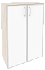Офисный шкаф средний широкий с белым стеклом в раме