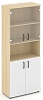 Офисный шкаф высокий широкий (2 низких фасада, задняя стенка ЛДСП+ 2 низких фасада стекло прозрачное)