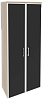Офисный шкаф высокий широкий (2 высоких фасада чёрное стекло в раме)
