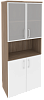 Офисный шкаф высокий широкий (2 низких фасада ЛДСП + 2 низких фасада стекло в раме)