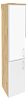 Офисный шкаф высокий узкий лев./прав. (1 низкий фасад ЛДСП + 1 средний фасад белое стекло в раме)