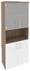 Офисный шкаф высокий широкий (2 низких фасада ЛДСП + 2 низких фасада стекло)