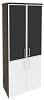 Офисный шкаф высокий широкий с чёрным стеклом в раме