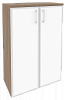Офисный шкаф средний широкий с белым стеклом в раме