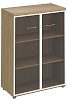 Офисный шкаф для документов средний со стеклянными прозрачными дверями в рамке