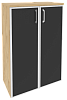 Офисный шкаф средний широкий (2 средних фасада чёрное стекло в раме)