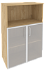 Офисный шкаф средний широкий (2 низких фасада стекло в раме)