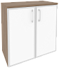 Офисный шкаф низкий широкий (2 низких фасада белое стекло в раме)