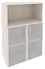 Офисный шкаф средний широкий (2 низких фасада стекло в раме)