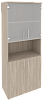 Офисный шкаф высокий широкий (2 низких фасада ЛДСП + 2 низких фасада стекло)