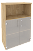 Офисный шкаф средний широкий (2 низких фасада стекло)