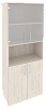 Офисный шкаф высокий широкий (2 низких фасада ЛДСП + 2 низких фасада стекло)