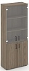 Офисный шкаф высокий широкий (2 низких фасада, задняя стенка ЛДСП + 2 средних фасада стекло прозрачное)