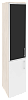 Офисный шкаф высокий узкий лев./прав. (1 низкий фасад ЛДСП + 1 средний фасад чёрное стекло в раме)