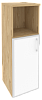 Офисный шкаф средний узкий лев./прав. (1 низкий фасад белое стекло в раме)