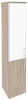 Офисный шкаф высокий узкий лев./прав. (1 низкий фасад ЛДСП + 1 средний фасад белое стекло в раме)