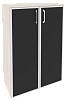 Офисный шкаф средний широкий (2 средних фасада чёрное стекло в раме)