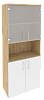 Офисный шкаф высокий широкий (2 низких фасада ЛДСП + 2 низких фасада стекло)