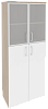 Офисный шкаф высокий широкий (2 средних фасада ЛДСП + 2 низких фасада стекло в раме)