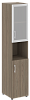 Офисный шкаф узкий комбинир. со стеклом в раме + открытая полка, Л/ПР