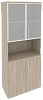 Офисный шкаф высокий широкий (2 низких фасада ЛДСП + 2 низких фасада стекло в раме)