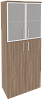 Офисный шкаф высокий широкий (2 средних фасада ЛДСП + 2 низких фасада стекло в раме)