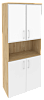 Офисный шкаф высокий широкий (2 низких фасада ЛДСП + 2 низких фасада белое стекло в раме)