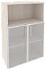 Офисный шкаф средний широкий со стеклом в раме