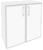 Офисный шкаф низкий широкий (2 низких фасада белое стекло в раме)