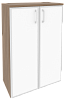 Офисный шкаф средний широкий с белым стеклом в раме