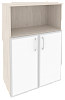 Офисный шкаф средний широкий с белым стеклом в раме