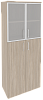 Офисный шкаф высокий широкий (2 средних фасада ЛДСП + 2 низких фасада стекло в раме)