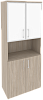 Офисный шкаф высокий широкий (2 низких фасада ЛДСП + 2 низких фасада белое стекло в раме)
