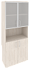Офисный шкаф высокий широкий (2 низких фасада ЛДСП + 2 низких фасада стекло в раме)