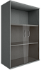 Офисный шкаф средний со стеклом и открытой полкой