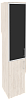 Офисный шкаф высокий узкий лев./прав. (1 низкий фасад ЛДСП + 1 средний фасад чёрное стекло в раме)