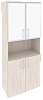 Офисный шкаф высокий широкий (2 низких фасада ЛДСП + 2 низких фасада белое стекло в раме)