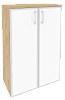Офисный шкаф средний широкий (2 средних фасада белое стекло в раме)