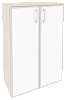 Офисный шкаф средний широкий (2 средних фасада белое стекло в раме)