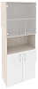 Офисный шкаф высокий широкий (2 низких фасада ЛДСП + 2 низких фасада стекло)