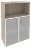 Офисный шкаф средний широкий (2 низких фасада стекло в раме)