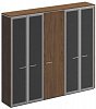 Офисный шкаф комбинированный (с высоким стеклом + для одежды узкий + с высоким стеклом)