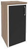 Офисный шкаф низкий узкий лев./прав. (1 низкий фасад чёрное стекло в раме)