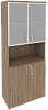 Офисный шкаф высокий широкий (2 низких фасада ЛДСП + 2 низких фасада стекло в раме)