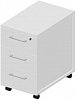 Тумба мобильная узкая (3 ящика, стандартные колёсные опоры, ручки - алюминий)