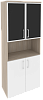 Офисный шкаф высокий широкий (2 низких фасада ЛДСП + 2 низких фасада чёрное стекло в раме)